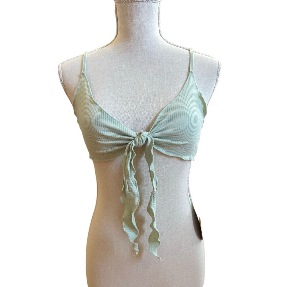 NWT Dolls Kill Horoscopez Tie Front Design Lettuce Cut Edge Bralette Size Small